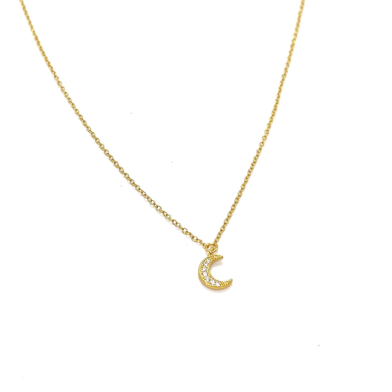Penjoll Lluna Brillant – Plata de llei amb bany d’or de 18 kt i circonites · 2