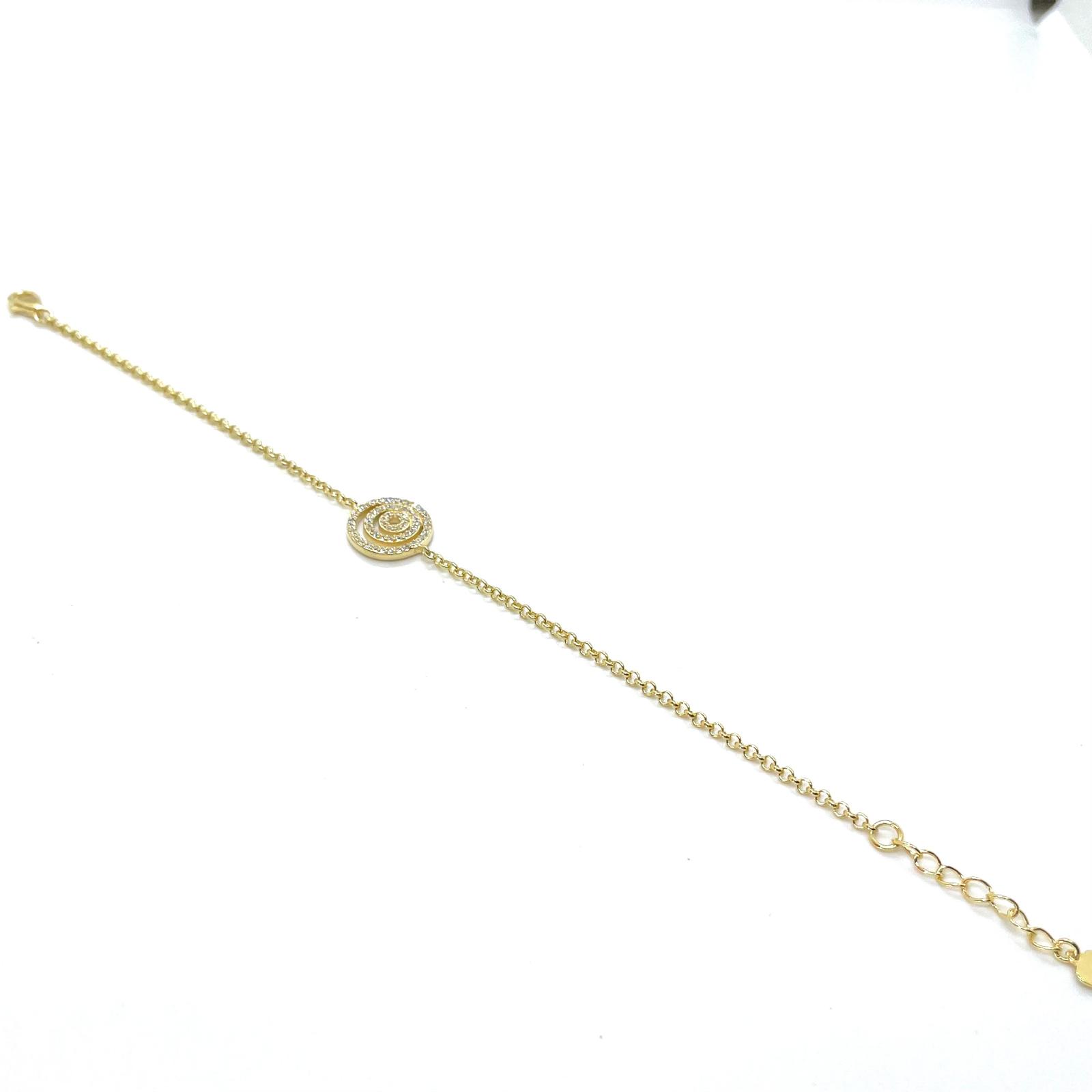 Braçalet Cercles – Plata de llei amb bany d’or i circonites blanques · 2