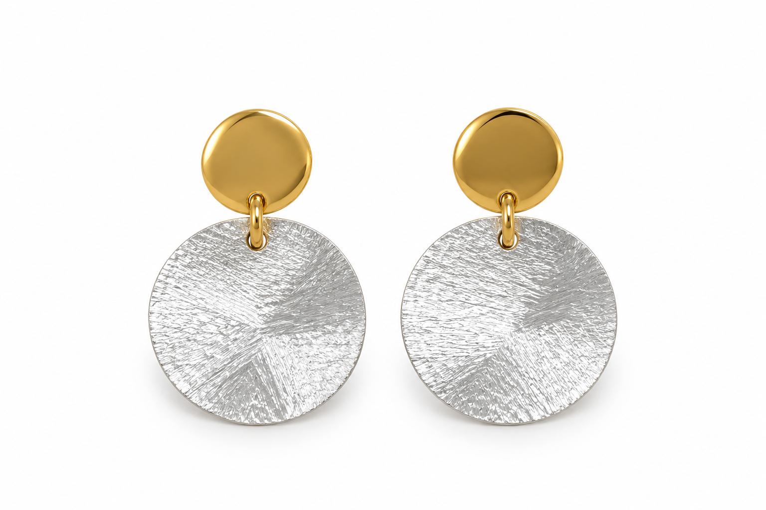Arracades Doble Reflex – Plata de Llei amb Bany d’Or de 18 kt · 2