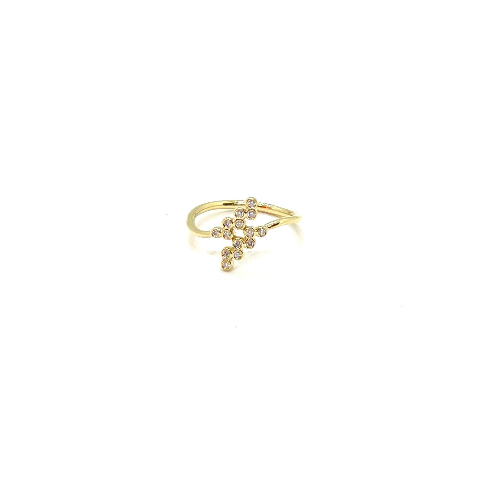 Anell Branca de Llum d’Or Groc de 18 kt amb Diamants Naturals 0,10ct · 2