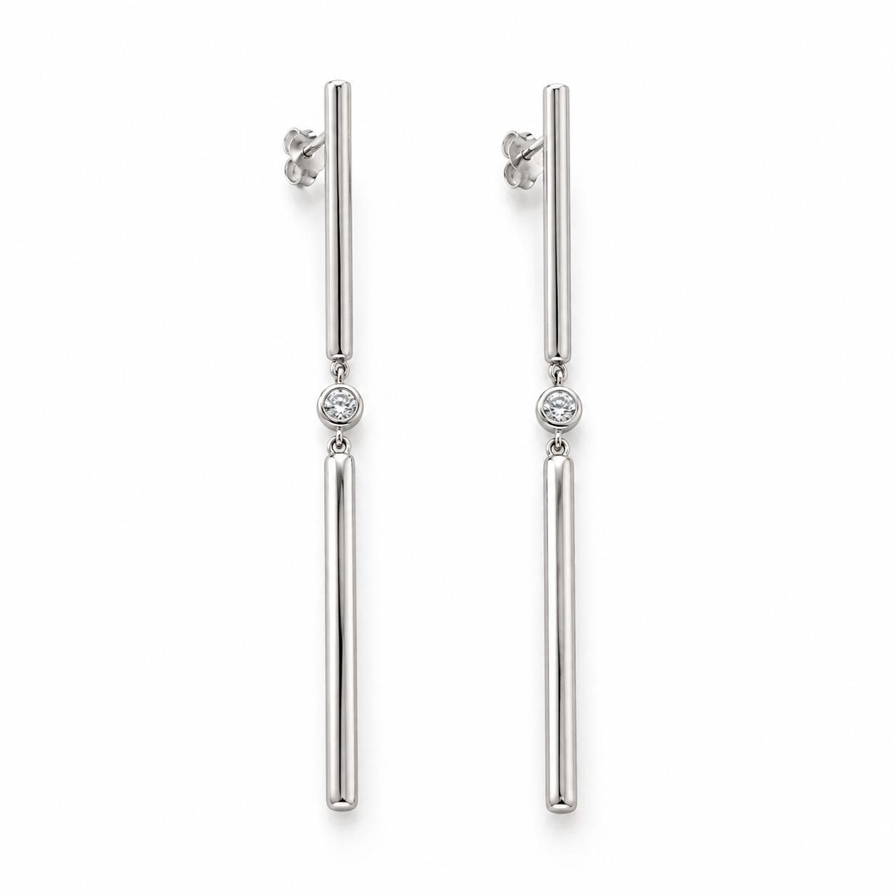 Arracades llargues Èlia de plata de llei 925 amb circonita