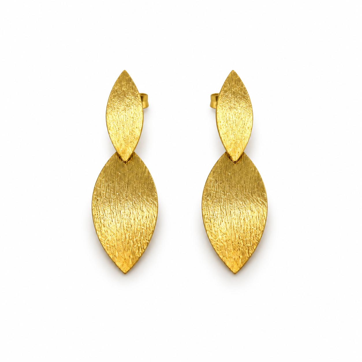 Arracades Fulla Daurada – Plata de Llei amb Bany d’Or de 18 kt · 2