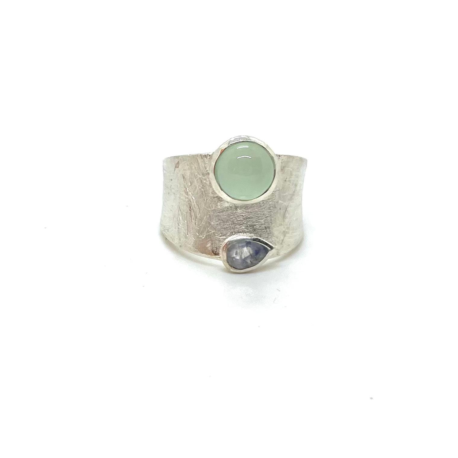 Anell Aura Mineral Plata de llei calcedonia i labradotita · 2