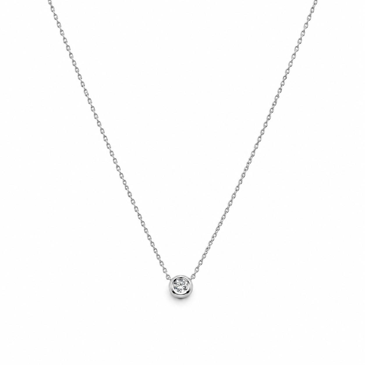 Penjoll Boca rusa– Or blanc de 18 kt amb diamant natural de 0,08 ct
