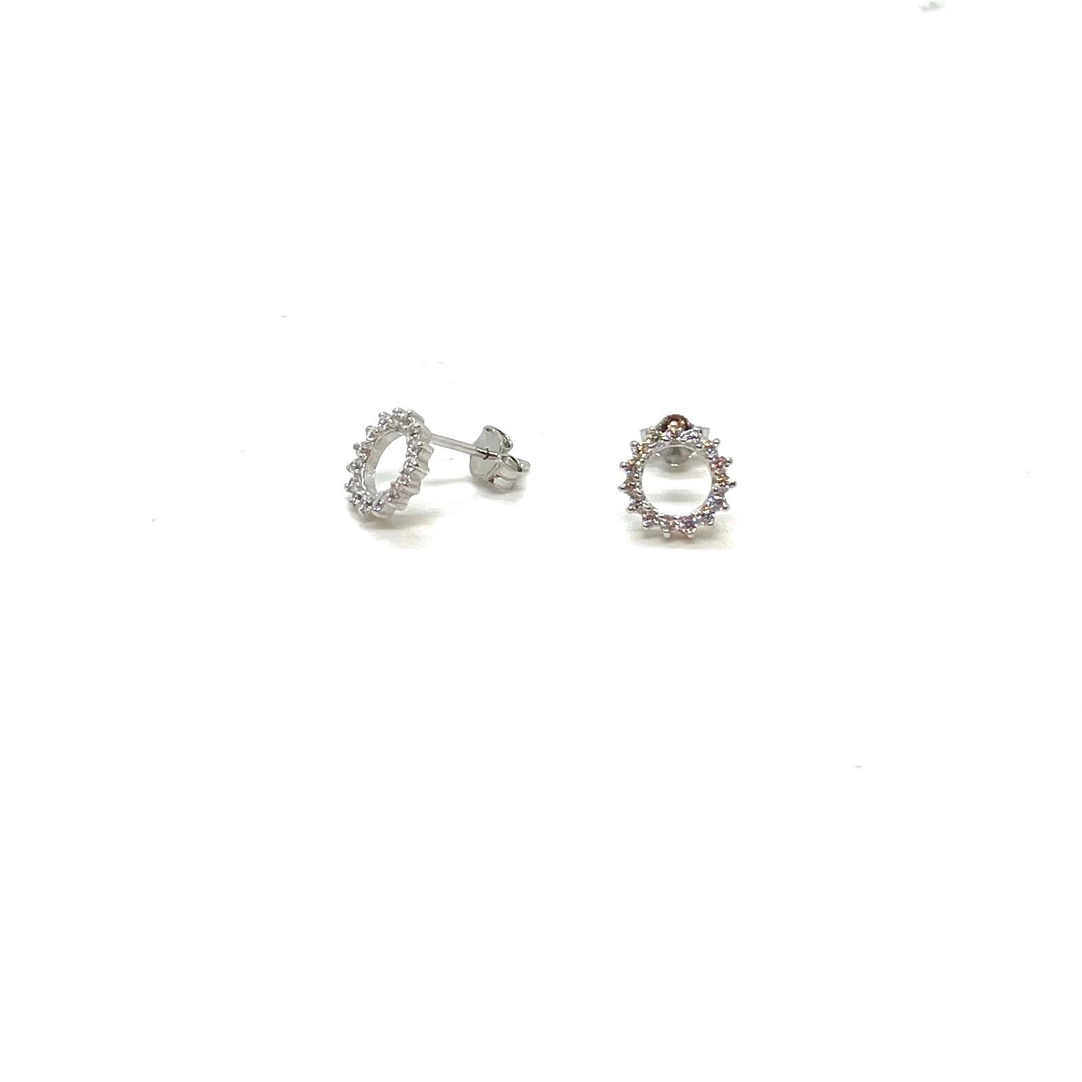 Arracades Halo de Plata de Llei 925 amb Circonites Blanques Talla Brillant – 9 mm