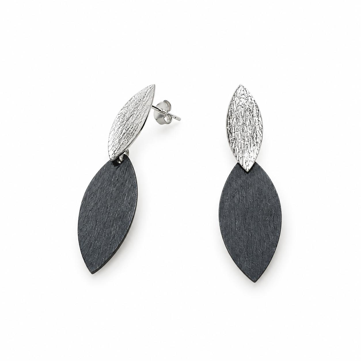 Arracades Contrast Natural – Plata de Llei i Acabat Negre · 2
