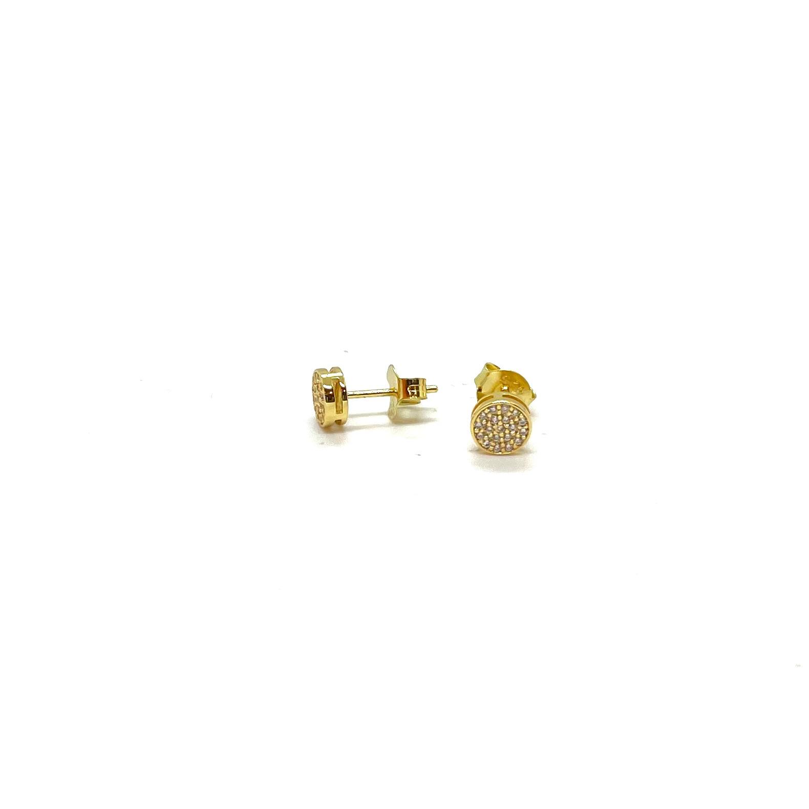 Arracades Microbrillant de Plata de Llei 925 amb Bany d’Or de 18 kt i Circonites Blanques – 6 mm