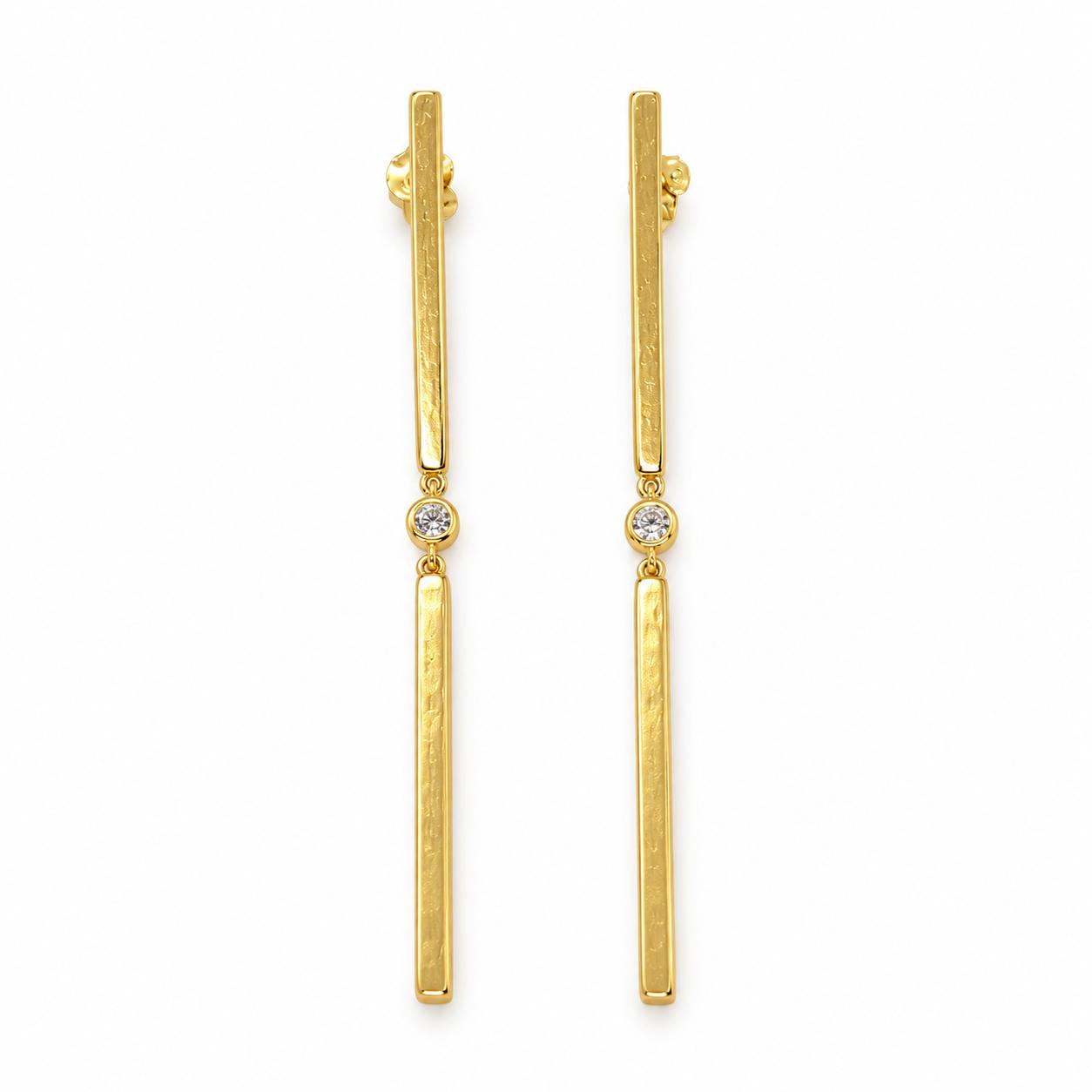 Arracades llargues Èlia de plata de llei amb bany d’or de 18 kt i circonita