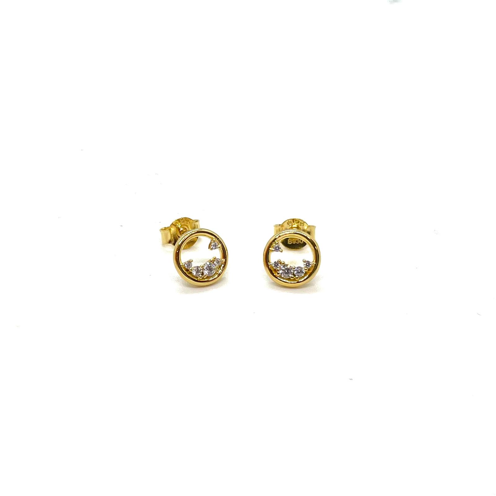 Arracades Brillantor Daurada de Plata de Llei 925 amb Bany d’Or de 18 kt i Circonites Blanques – 9 mm · 2