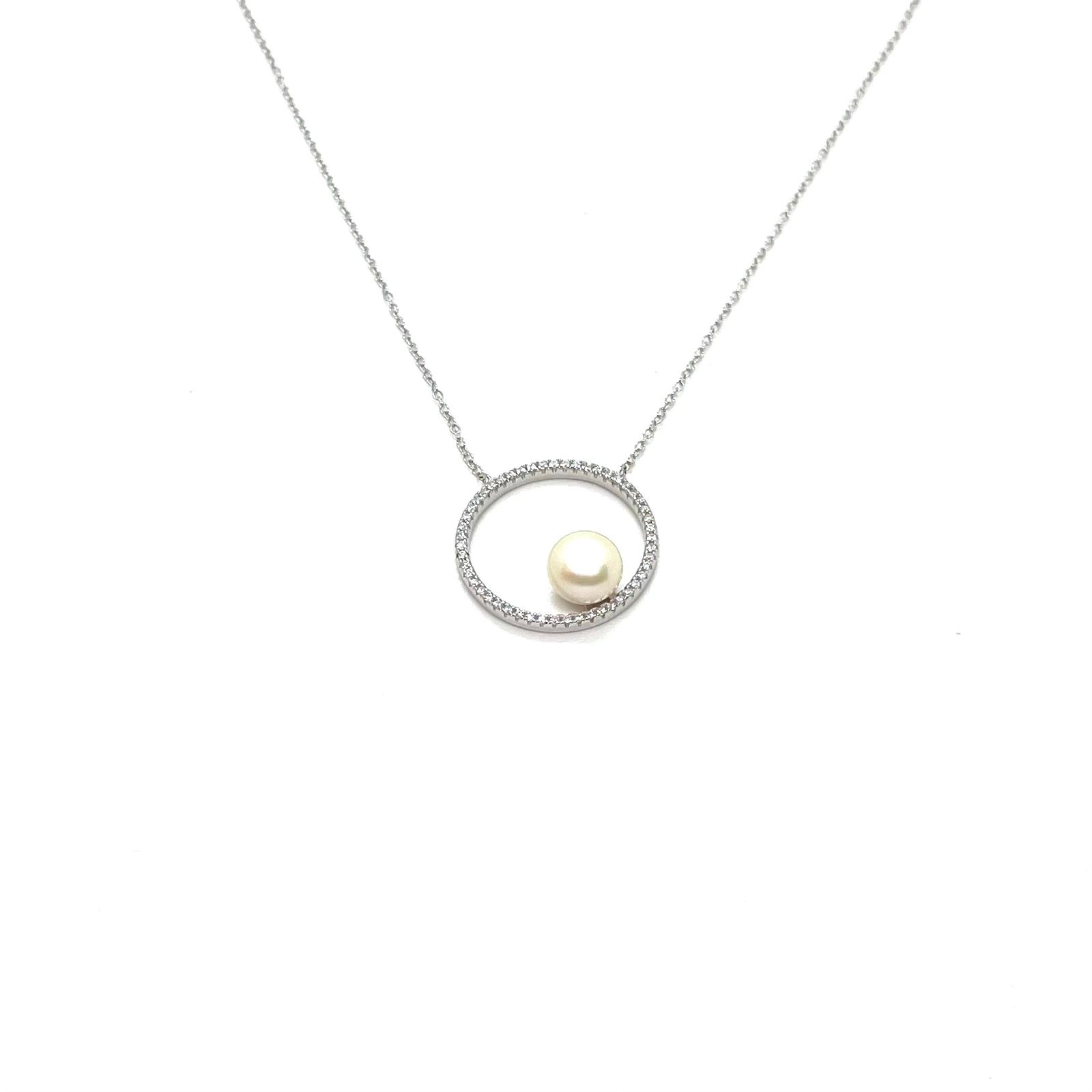 Collaret Lúnia – Plata de llei amb perla cultivada i circonites · 2
