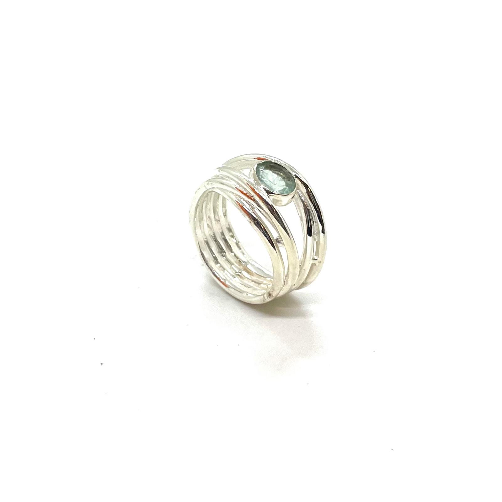 Anell «Brisa de l’Estany» – Plata de Llei 925 amb Fluorita Natural · 2