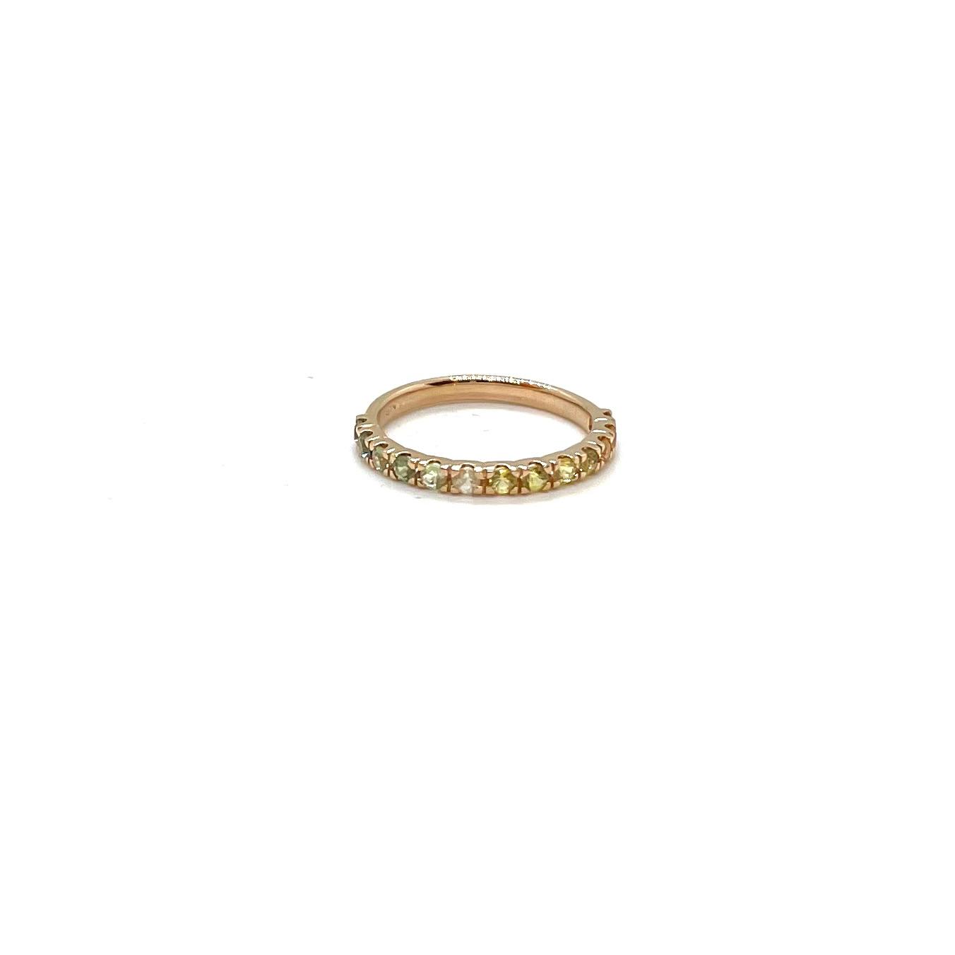 Anell Etern d’Or Rosa de 18 kt amb Safirs Grocs Naturals Talla Brillant – 0,60 ct · 2