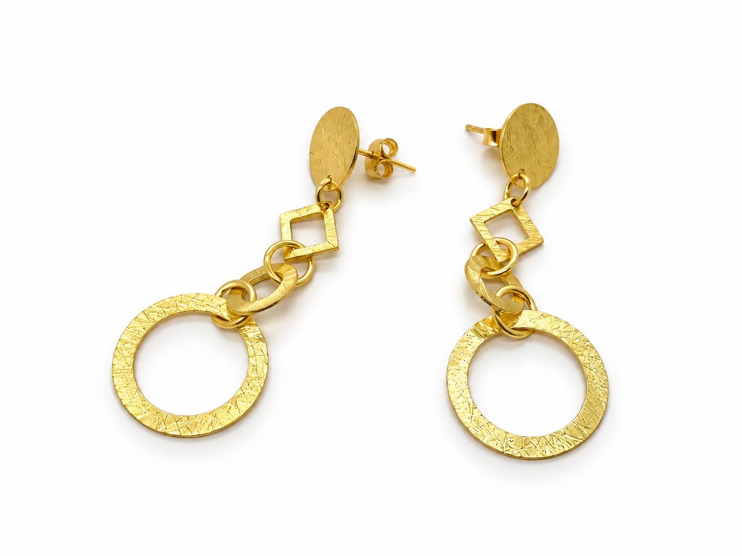 Arracades Enllaç Daurat – Plata de Llei amb Bany d’Or de 18 kt