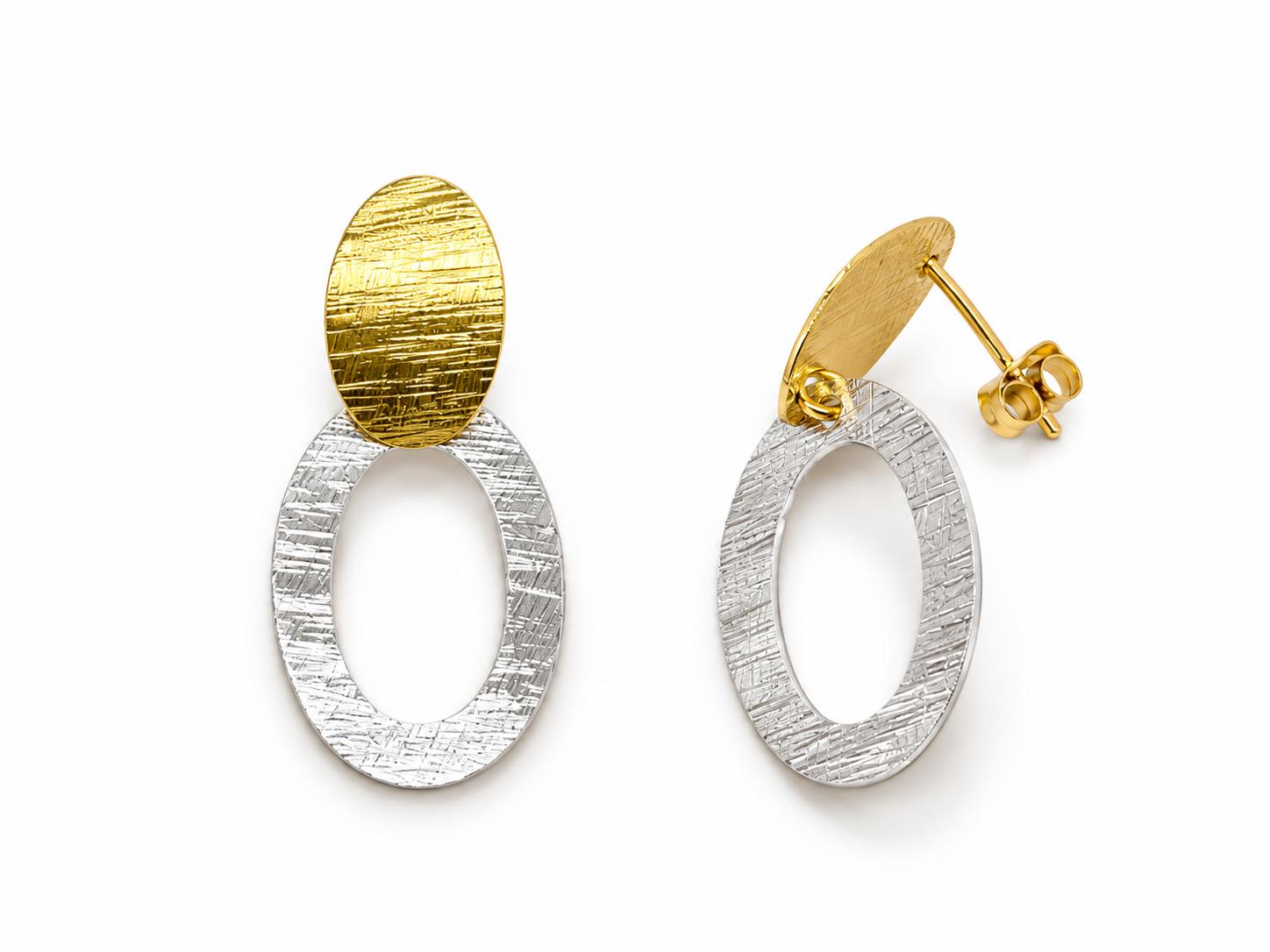 Arracades Harmonia Oval Bicolor – Plata de Llei amb Bany d’Or de 18 kt