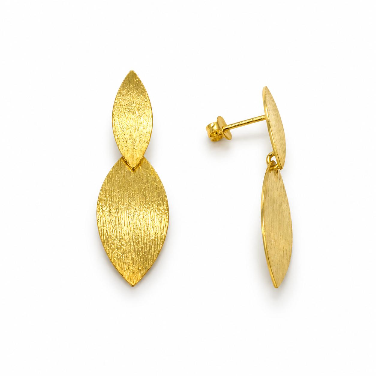 Arracades Fulla Daurada – Plata de Llei amb Bany d’Or de 18 kt