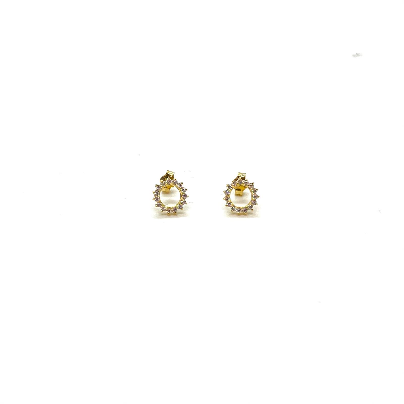 Arracades Halo Daurat de Plata de Llei 925 amb Bany d’Or de 18 kt i Circonites Blanques – 9 mm · 2
