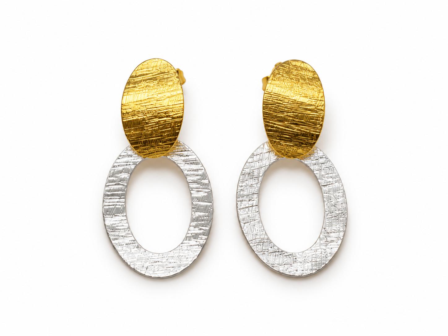 Arracades Harmonia Oval Bicolor – Plata de Llei amb Bany d’Or de 18 kt · 2