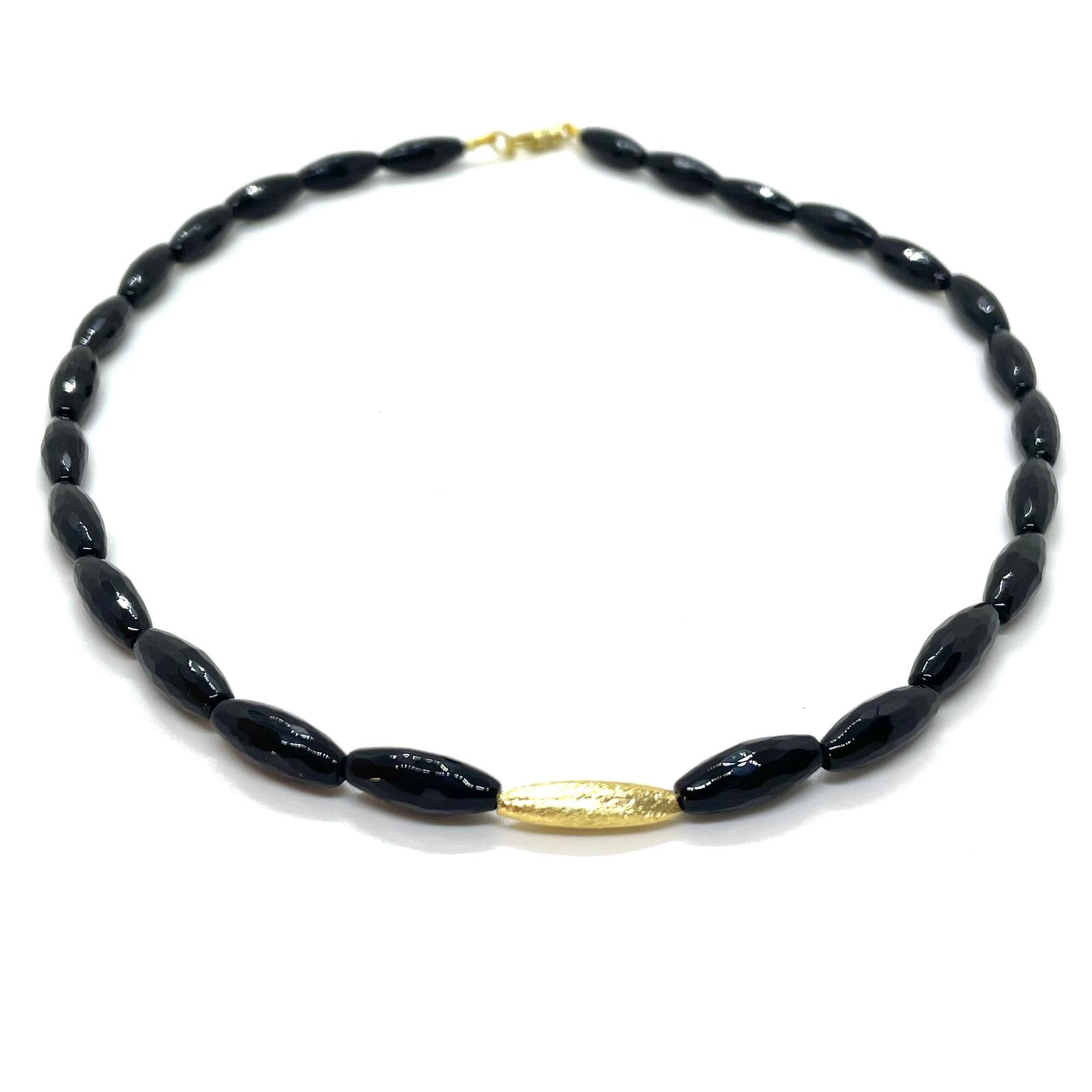Collar Atzur – Ònix natural i plata amb bany d’or de 18 quirats
