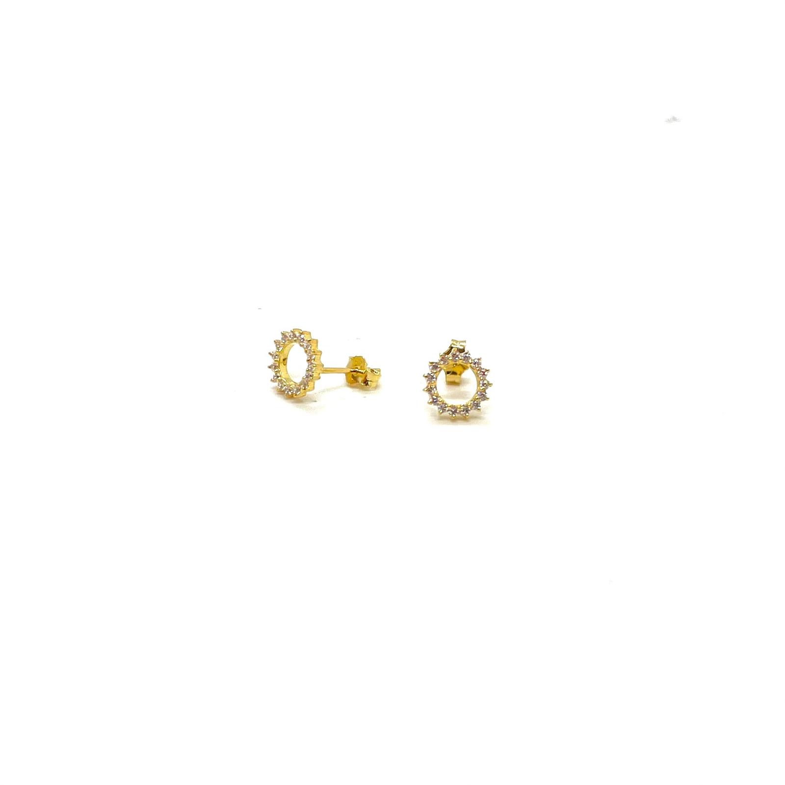 Arracades Halo Daurat de Plata de Llei 925 amb Bany d’Or de 18 kt i Circonites Blanques – 9 mm
