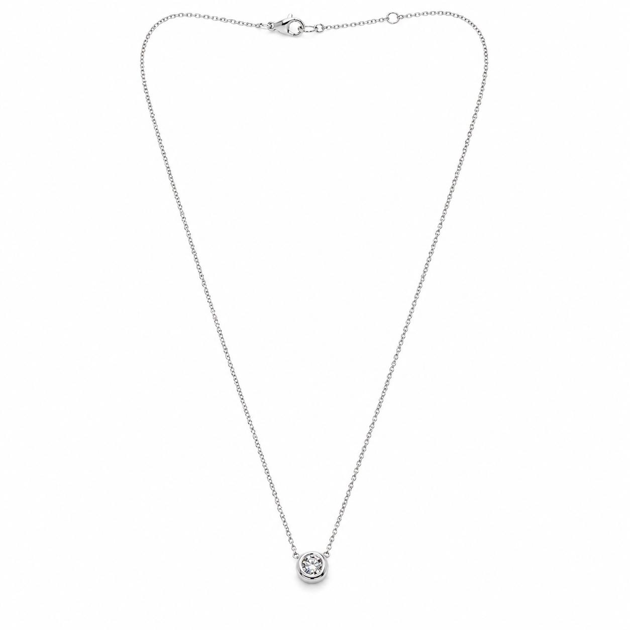 Penjoll Boca rusa – Or blanc de 18 kt amb diamant natural de 0,05 ct