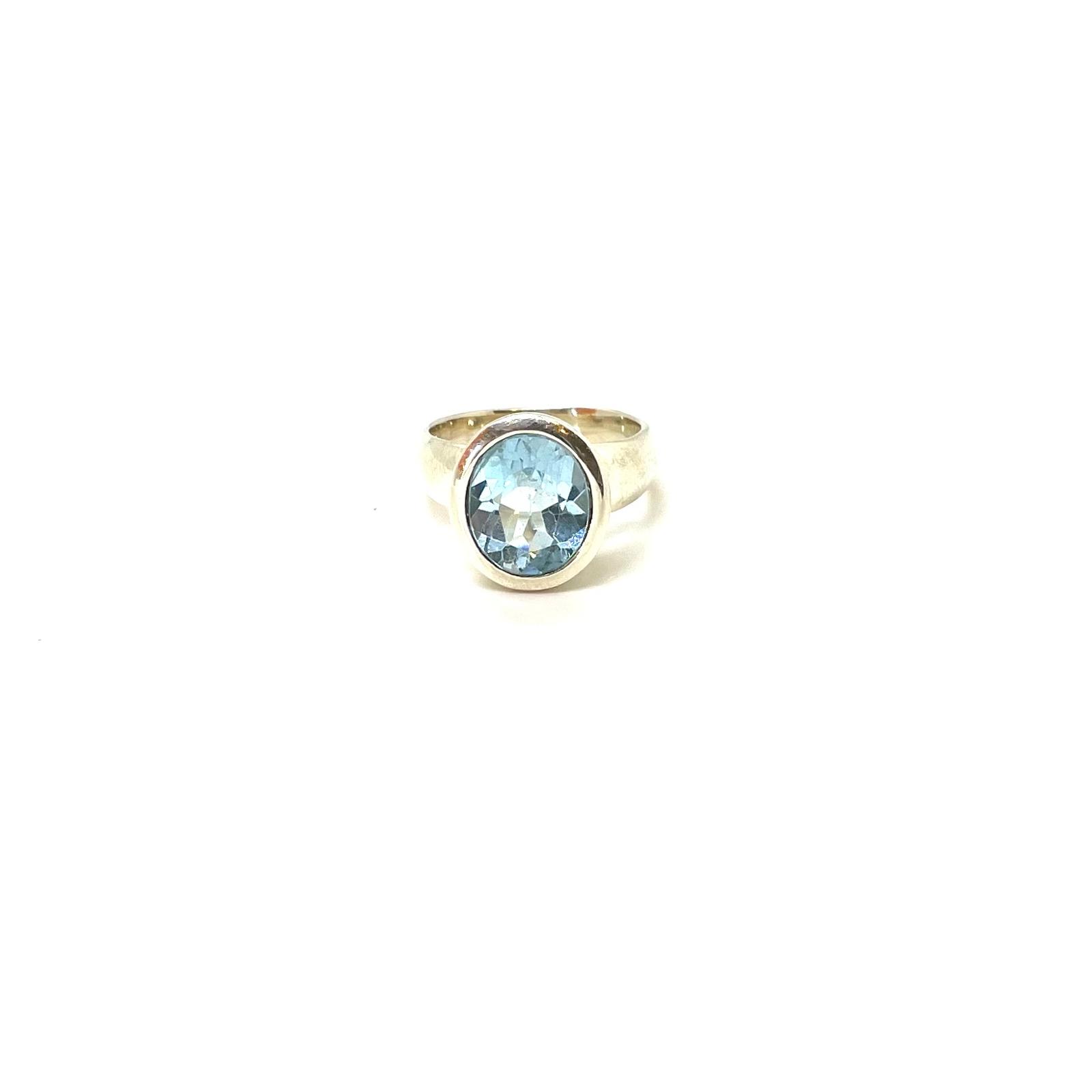 Anell «Blau de Cap de Creus» – Plata de Llei 925 amb Topazi Blau
