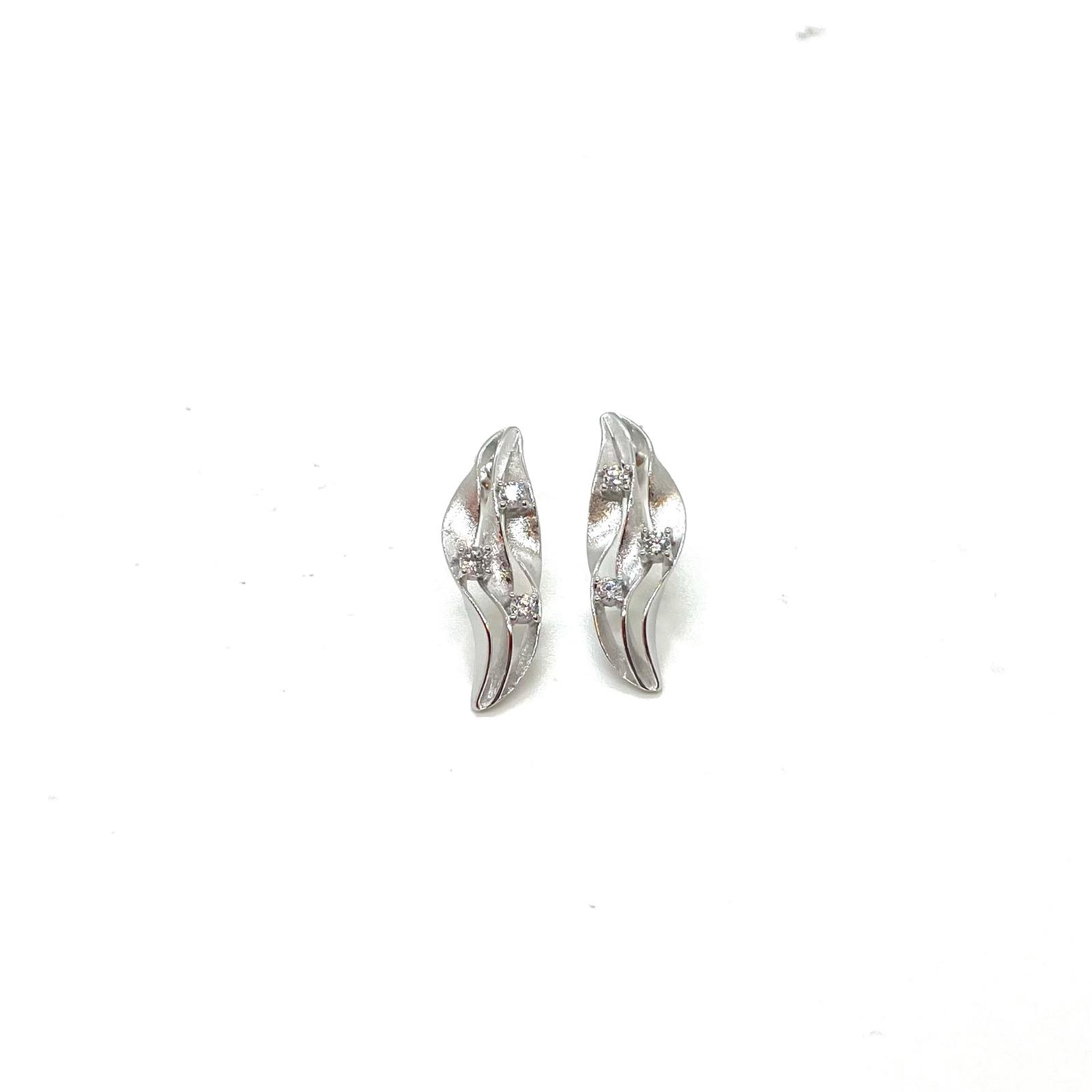 Arracades Línia de Llum de Plata de Llei 925 amb Circonites Blanques Talla Brillant · 2