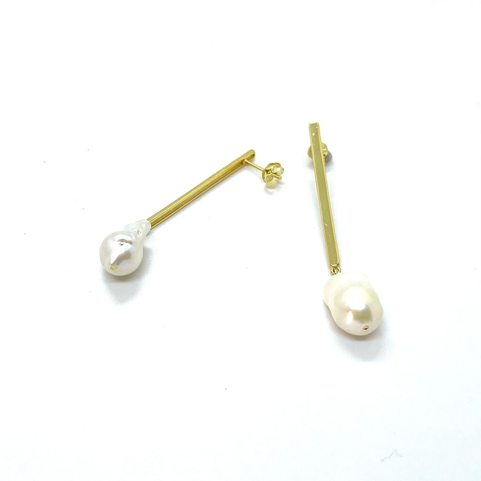 Arracades Bruna – Plata de Llei amb Bany d’Or de 18 kt i Perla Barroca · 2