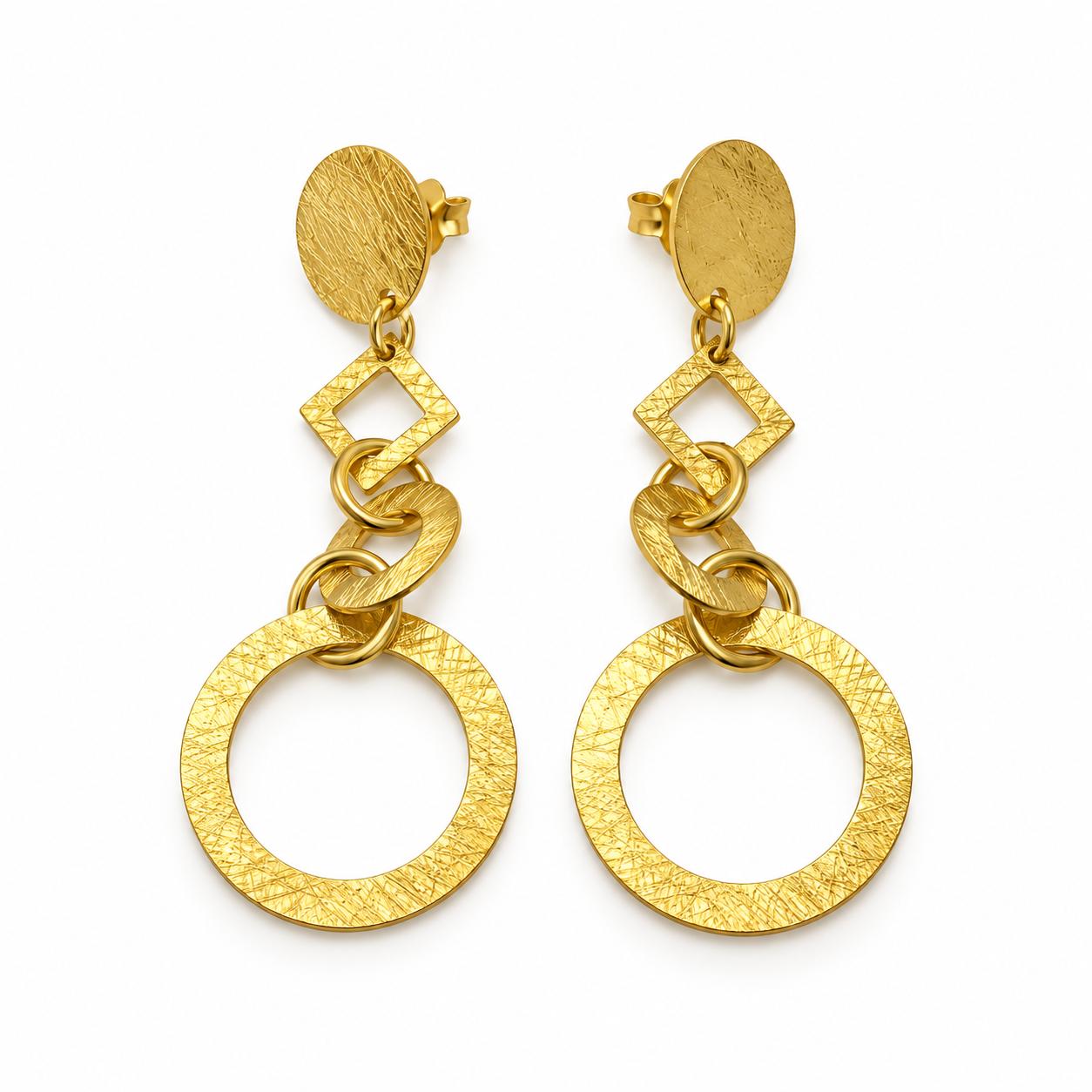 Arracades Enllaç Daurat – Plata de Llei amb Bany d’Or de 18 kt · 2