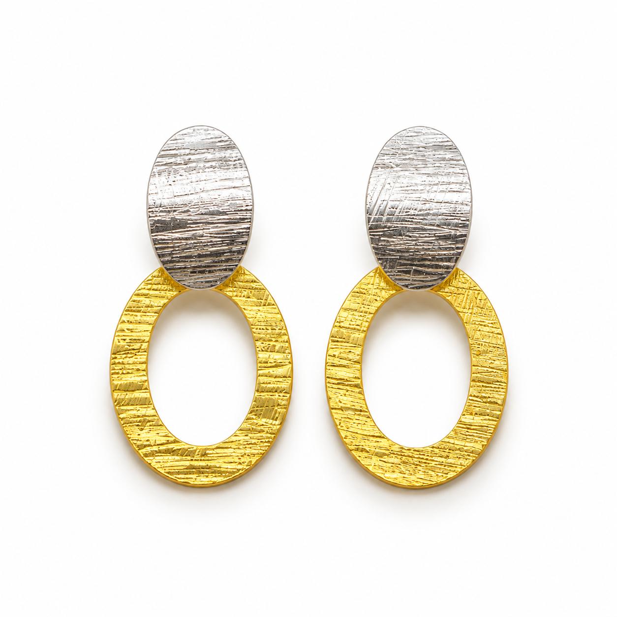 Arracades Harmonia Oval Bicolor – Plata de Llei amb Bany d’Or de 18 kt