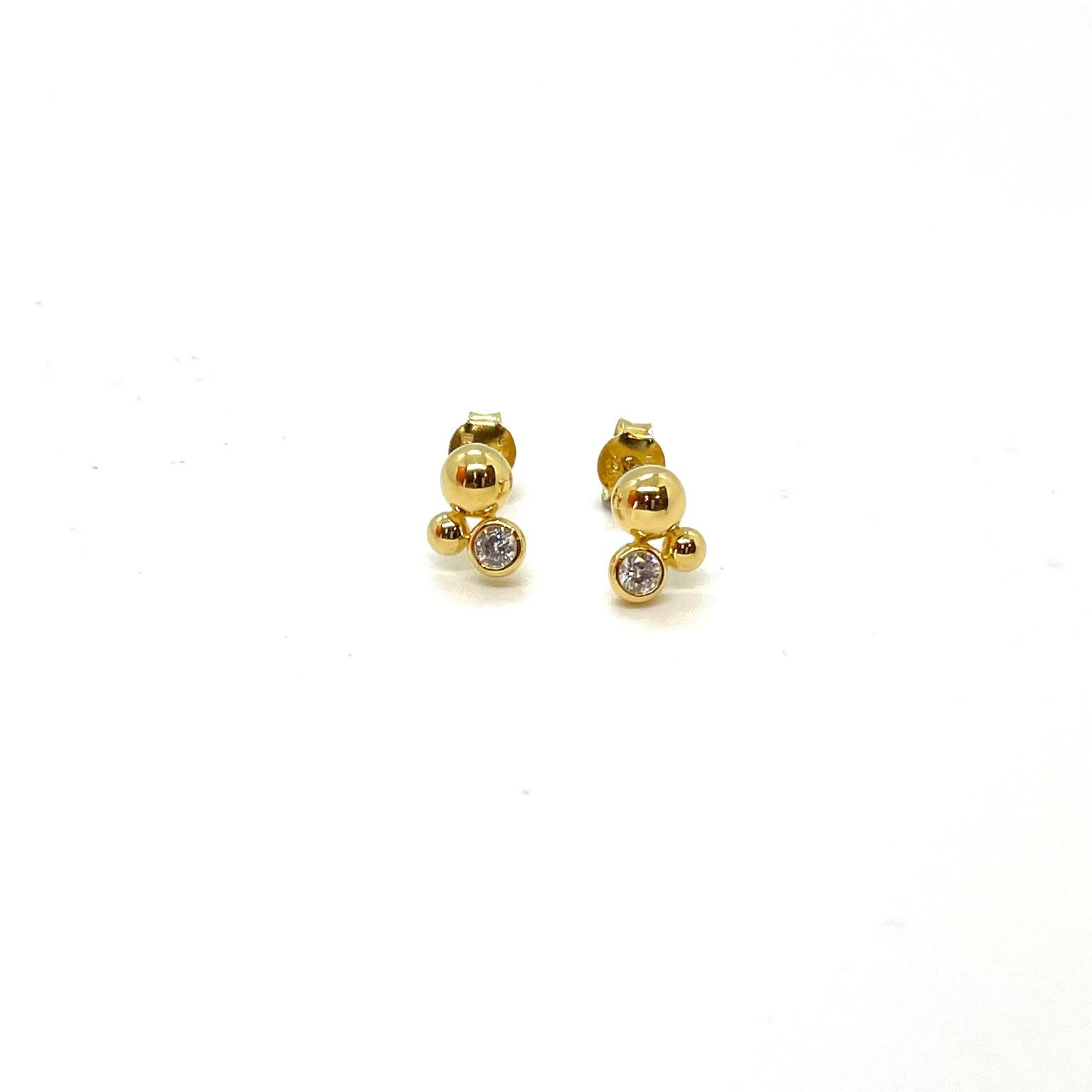 Arracades Esfera de Llum de Plata de Llei 925 amb Bany d’Or de 18 kt i Circonites · 2