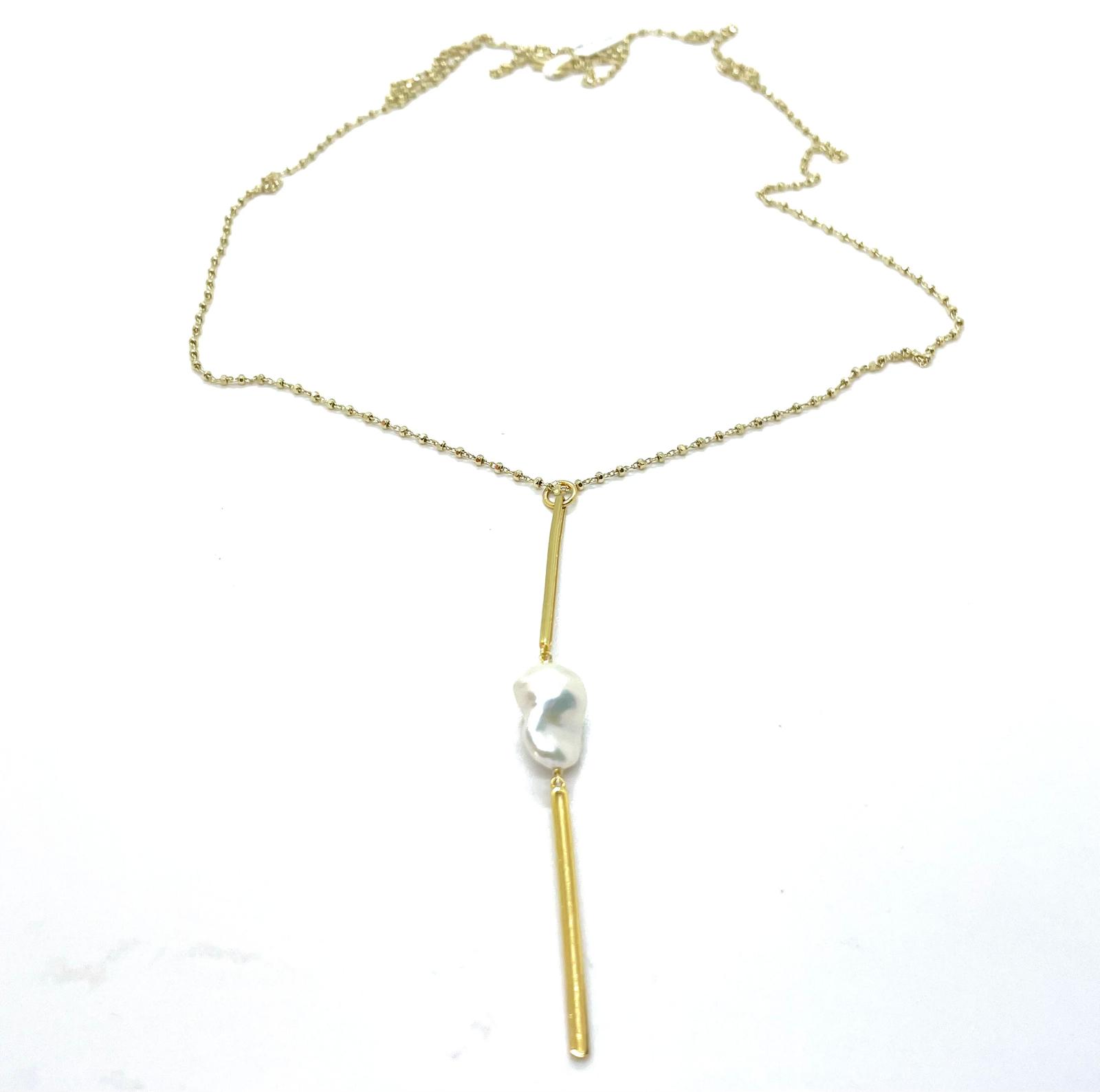 Collaret Bruna – Plata de Llei amb Bany d’Or de 18 kt i Perla Barroca