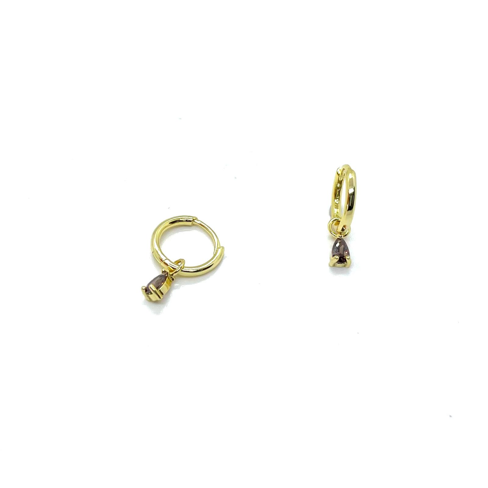 Arracades Iria – Plata de llei amb bany d’or de 18 kt i circonita quars fumat