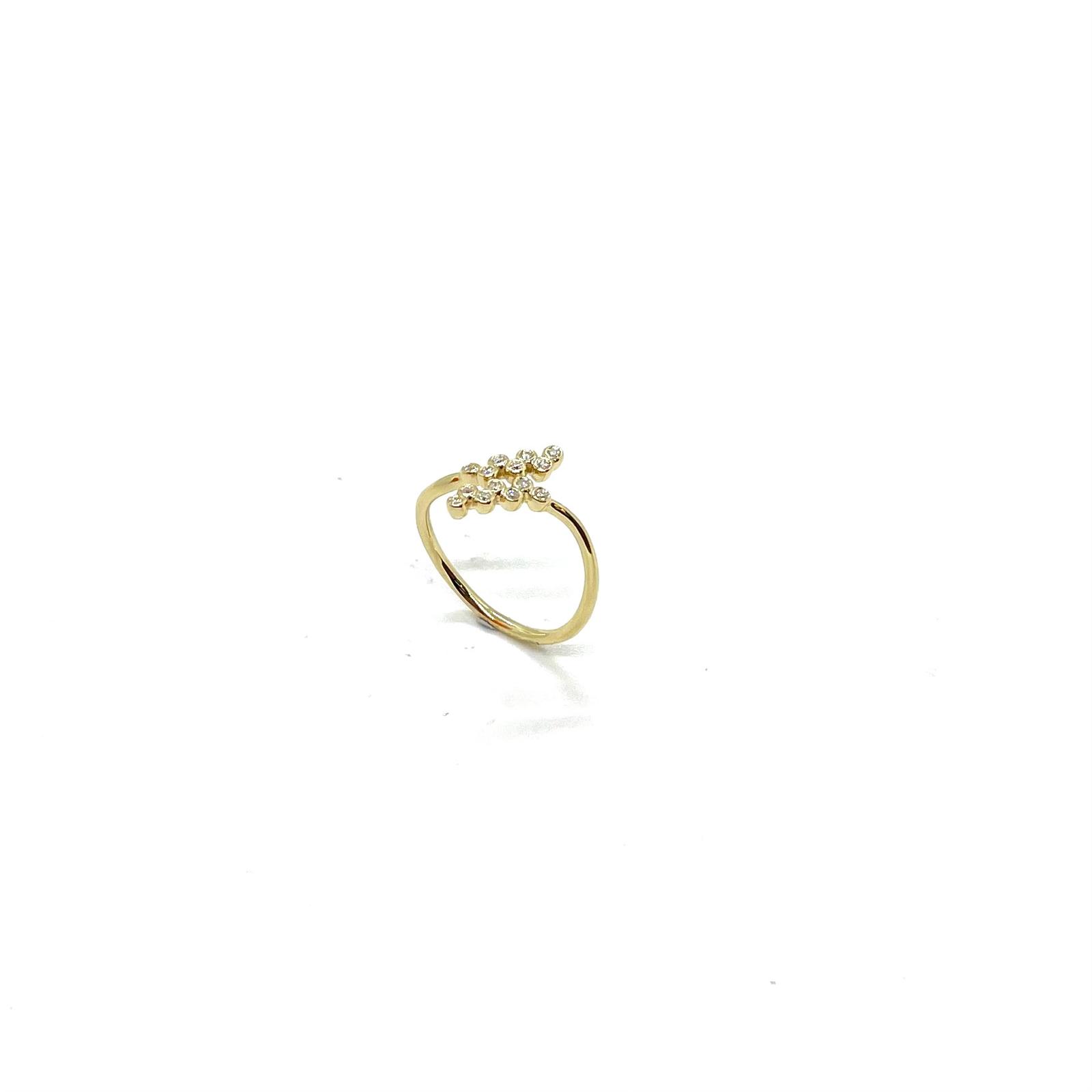 Anell Branca de Llum d’Or Groc de 18 kt amb Diamants Naturals 0,10ct