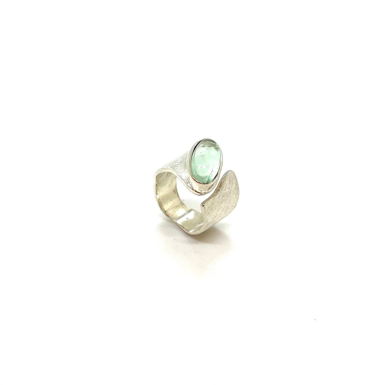 Anell de Plata de Llei amb Fluotita Natural – Ona de Llum · 2