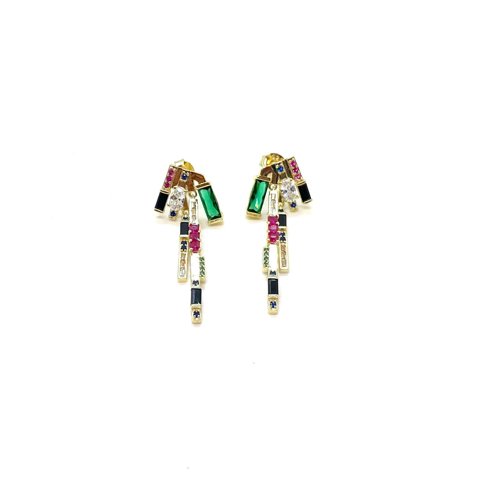 Arracades Zènia – Plata amb bany d’or i circonites multicolor · 2