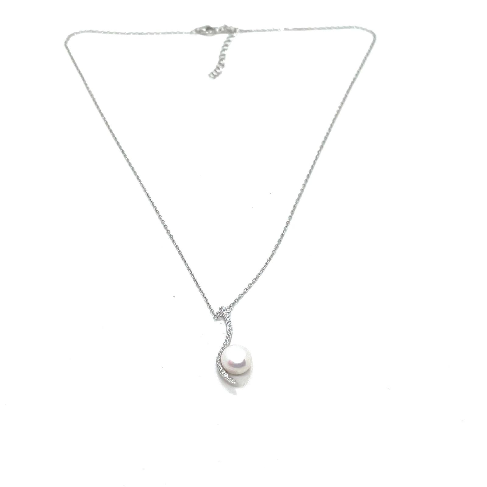 Penjoll Elira – Plata de llei amb perla cultivada natural i circonites · 2