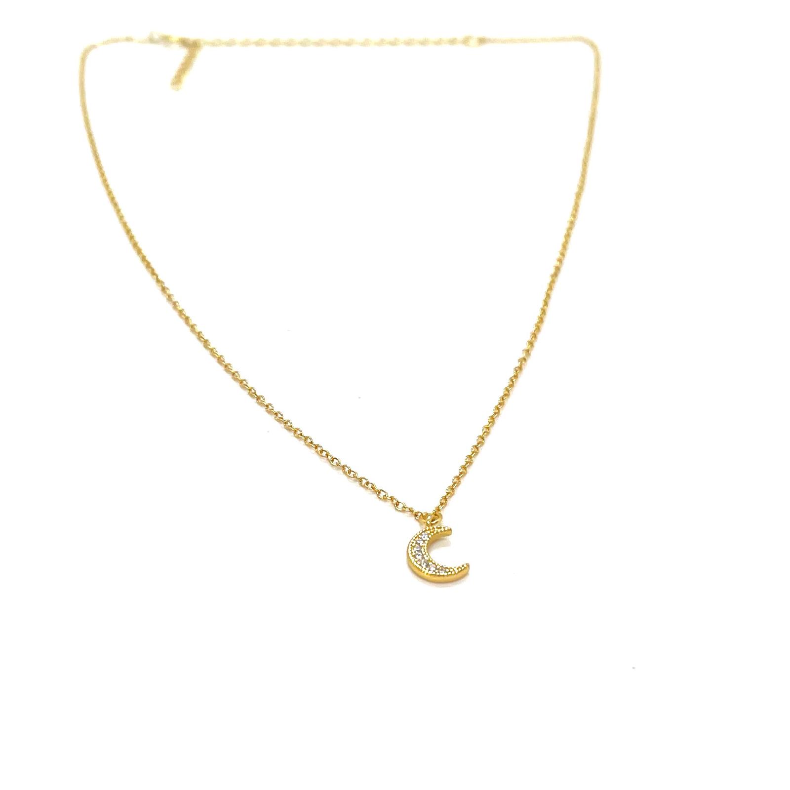 Penjoll Lluna Brillant – Plata de llei amb bany d’or de 18 kt i circonites