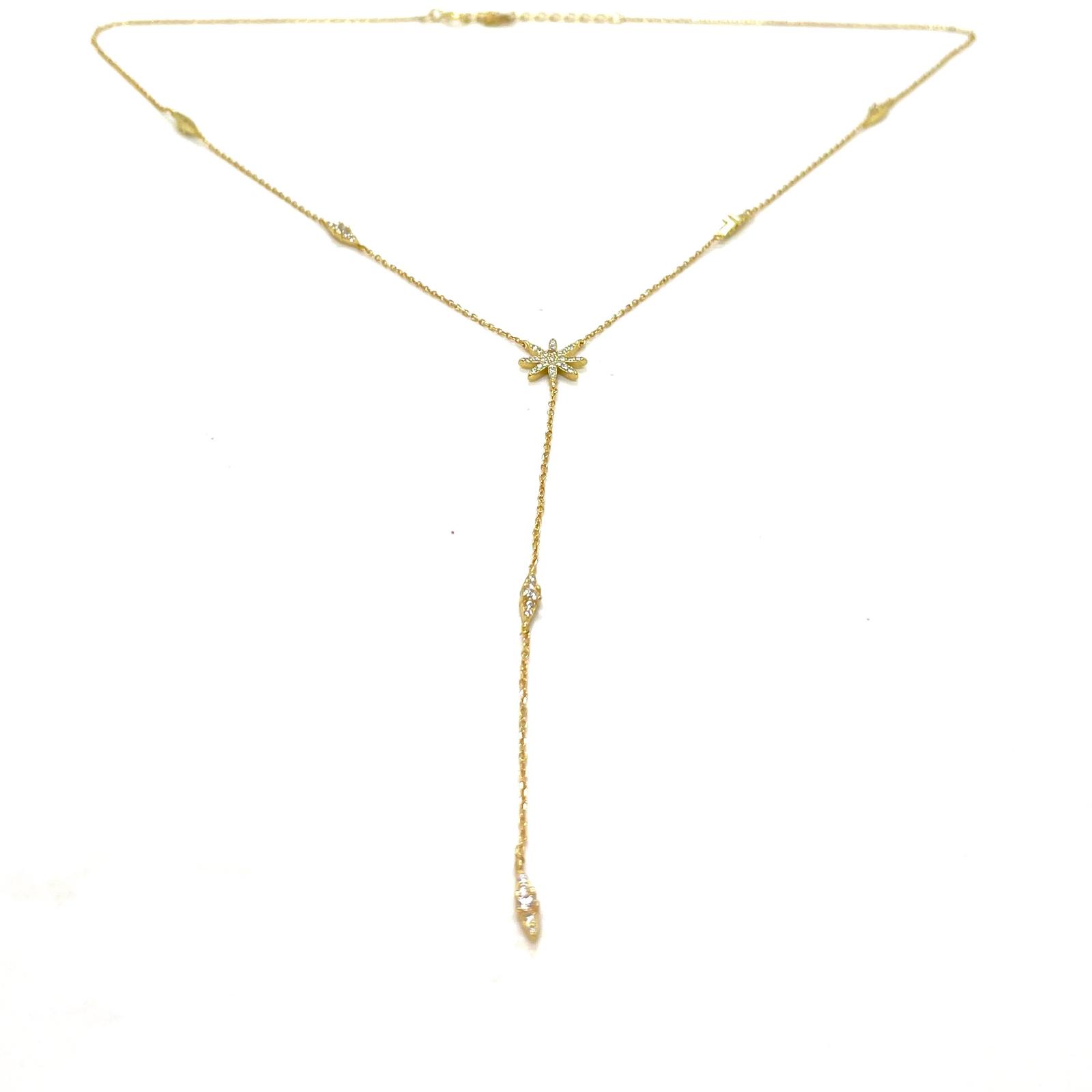 Penjoll Corbata flor Brillant – Plata de llei amb bany d’or de 18 kt i circonites