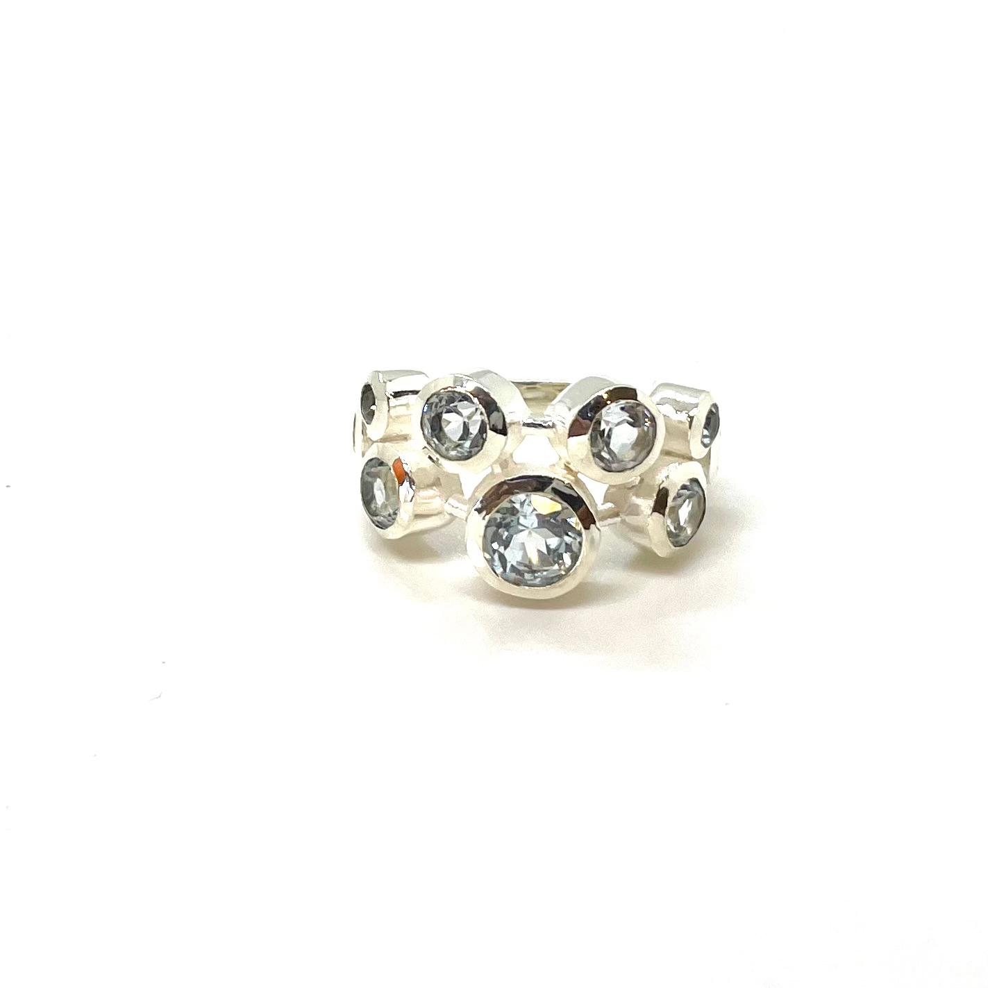 Anell «Cel Blau» – Plata de Llei 925 amb Topacis Blaus · 2