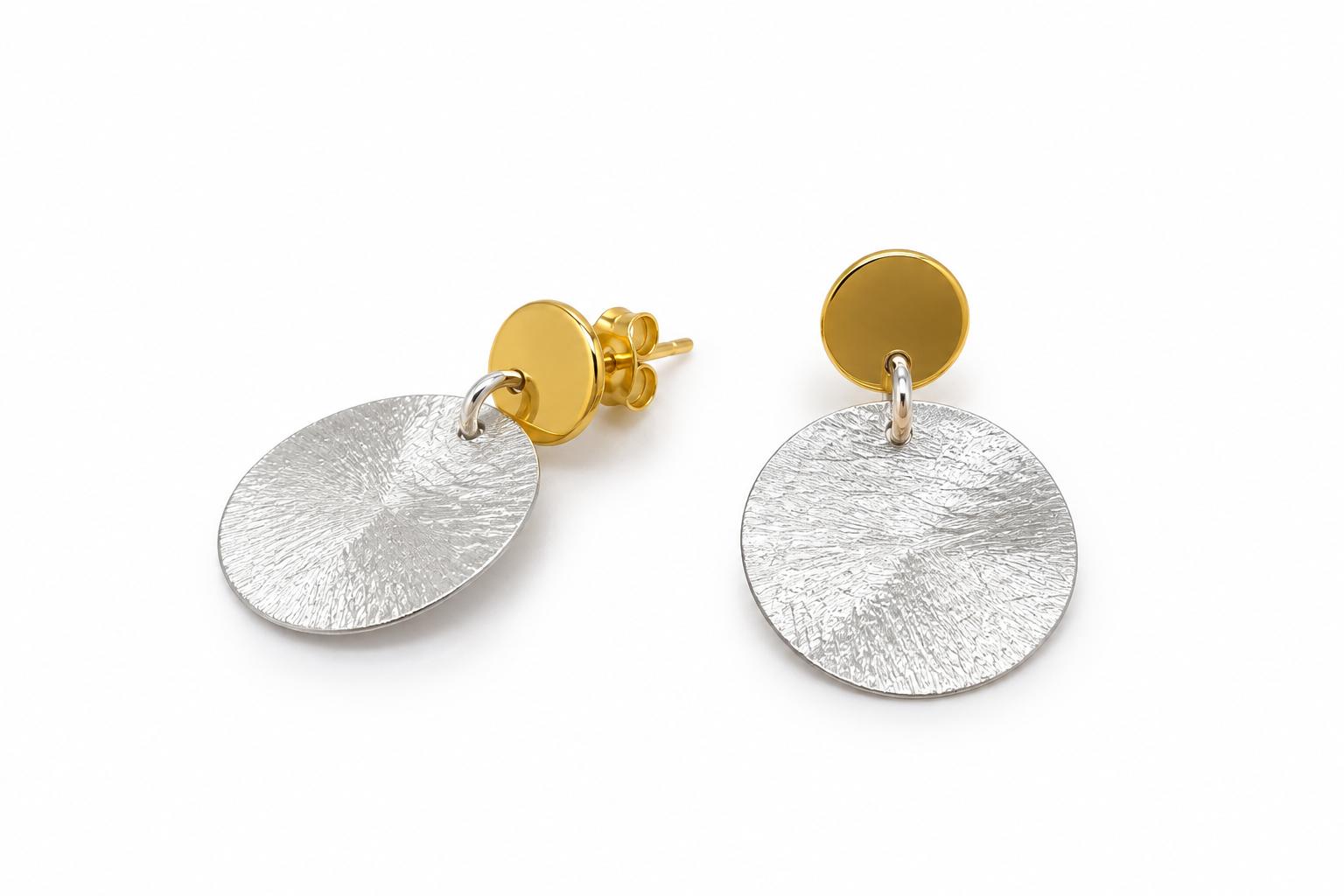 Arracades Doble Reflex – Plata de Llei amb Bany d’Or de 18 kt