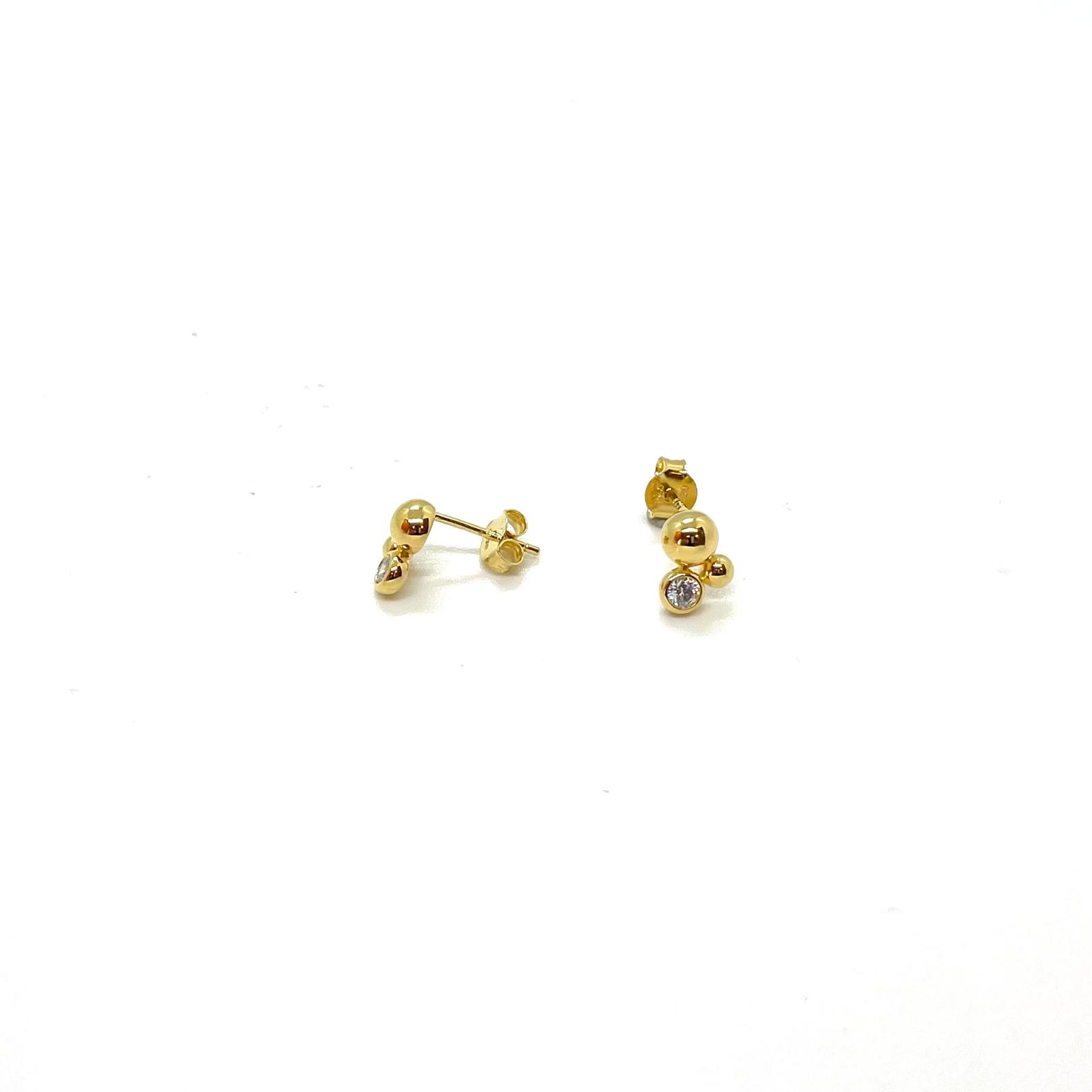 Arracades Esfera de Llum de Plata de Llei 925 amb Bany d’Or de 18 kt i Circonites
