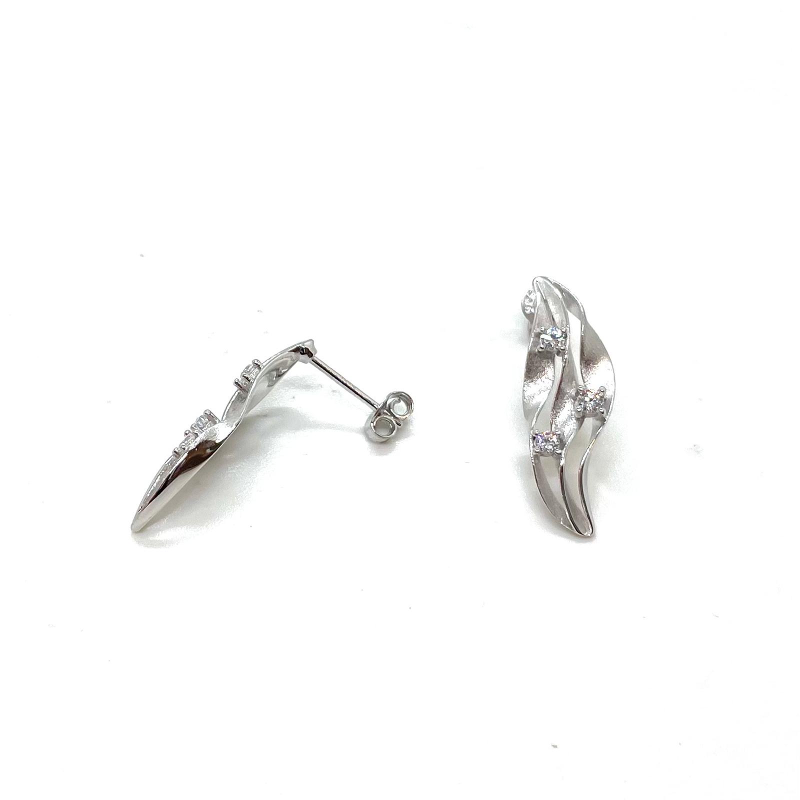 Arracades Línia de Llum de Plata de Llei 925 amb Circonites Blanques Talla Brillant