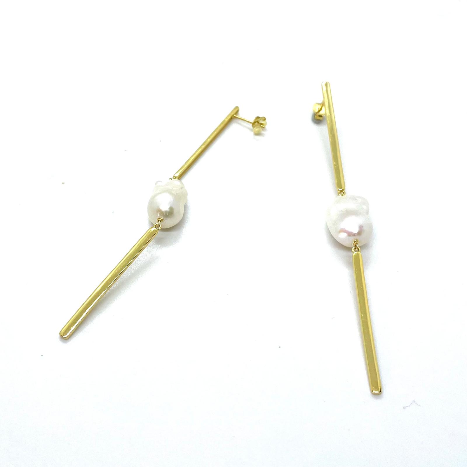 Arracades Alira – Plata de Llei amb Bany d’Or de 18 kt i Perla Barroca